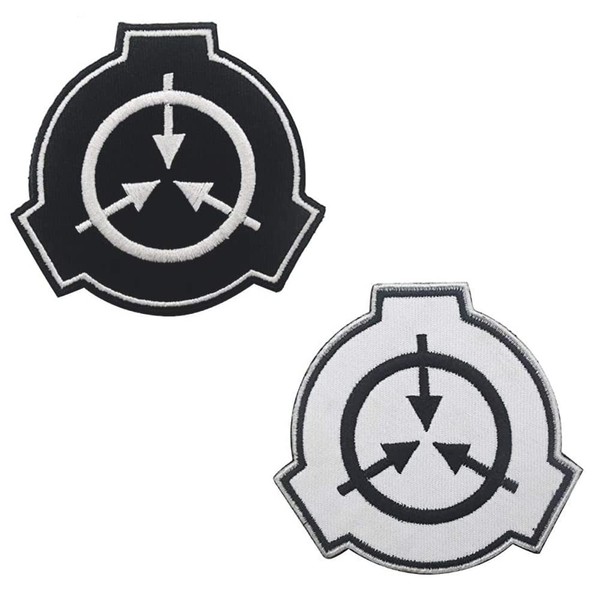 Pack of 2 Tactical Patches for SCP Foundation Logo Embroidered Velcro Patch Sew on Patches Custom Airsoft Shoulder Patches for Cap Vest Jackets Backpacks Jeans Uniform (SCP)