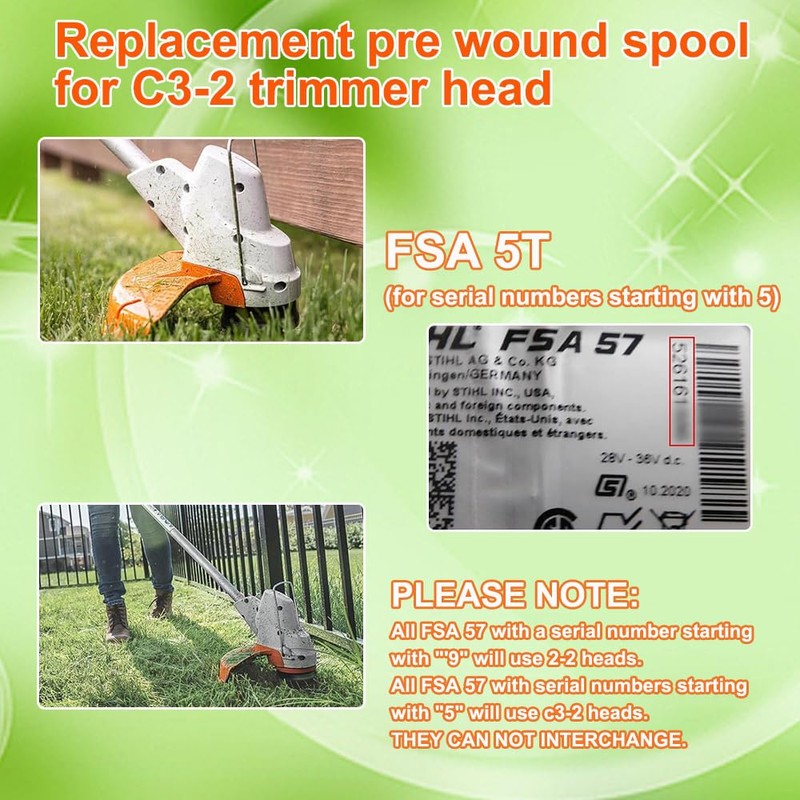 C 3-2 Pre-Wound Trimmer Spools Replacment Spool for Stihl Model:FSA