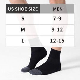 CelerSport 6 Pack Men's Ankle Socks with Cushion Athletic Running Socks, Black, Shoe Size: 9-12