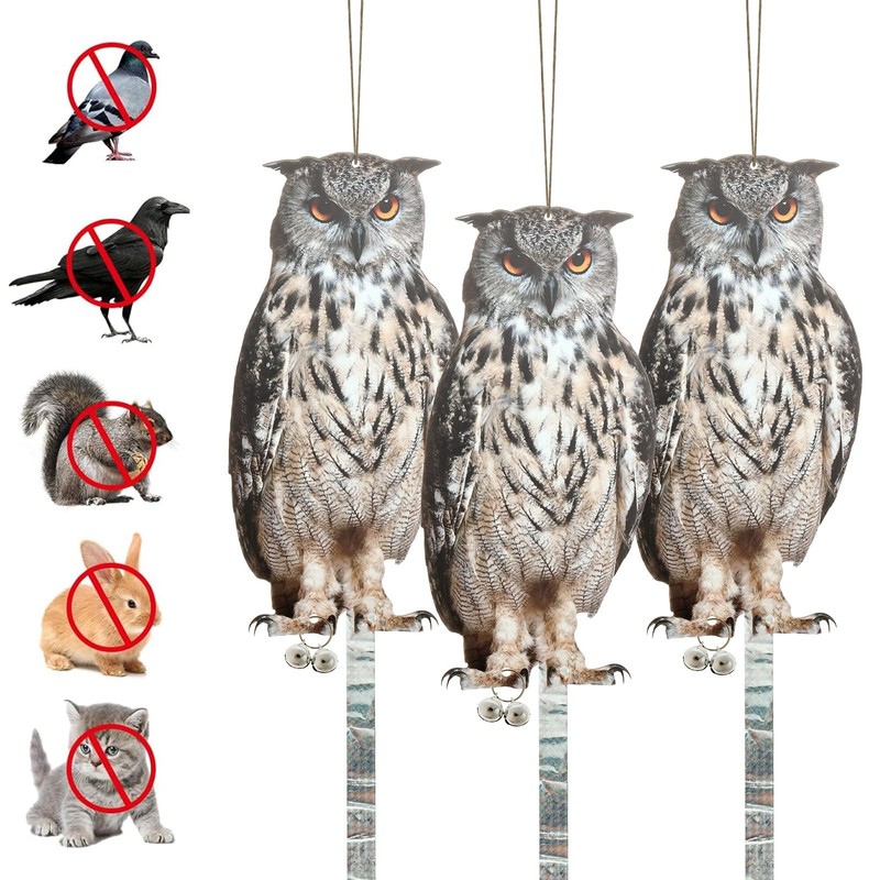 3 Pcs Owl to Keep Birds Away Reflective Owl Bird