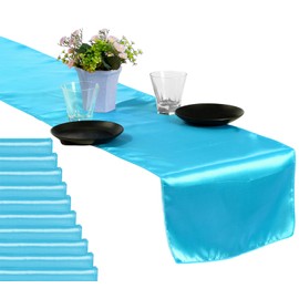 MDS Pack de 15 boda 30,5 x 274,3 cm Camino de mesa de raso para boda banquete Decoración más de 30 Color, Turquoise, 1