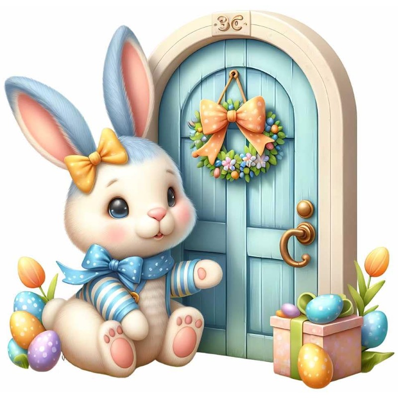 x12 Cute Rabbit Easter Bunny Glass Vinyl Decal Stickers Colour