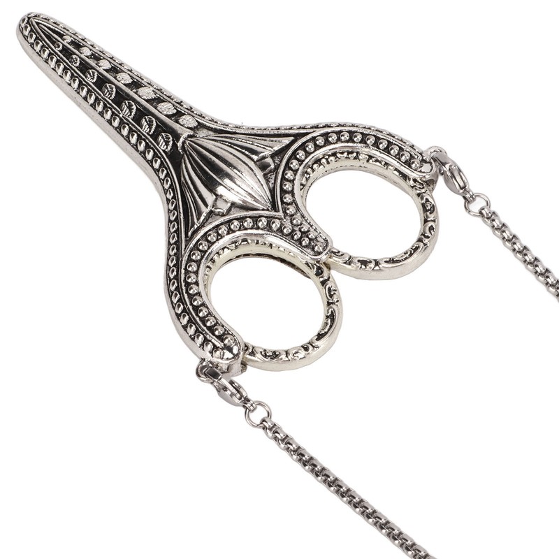 Sewing Scissors Vintage Chain Silver Bauhinia Stainless Steel Pointed Small