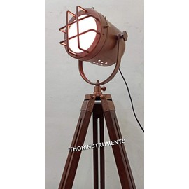 Copper Finish Antique Marine Tripod Office Floor lamp Nautical Gift Items