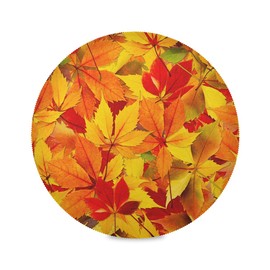 Bolaz Fall Autumn Yellow Leaves Round Placemats Set of 6,Maple Leaf Kitchen Dining Table Heat Insulation Washable Place mats