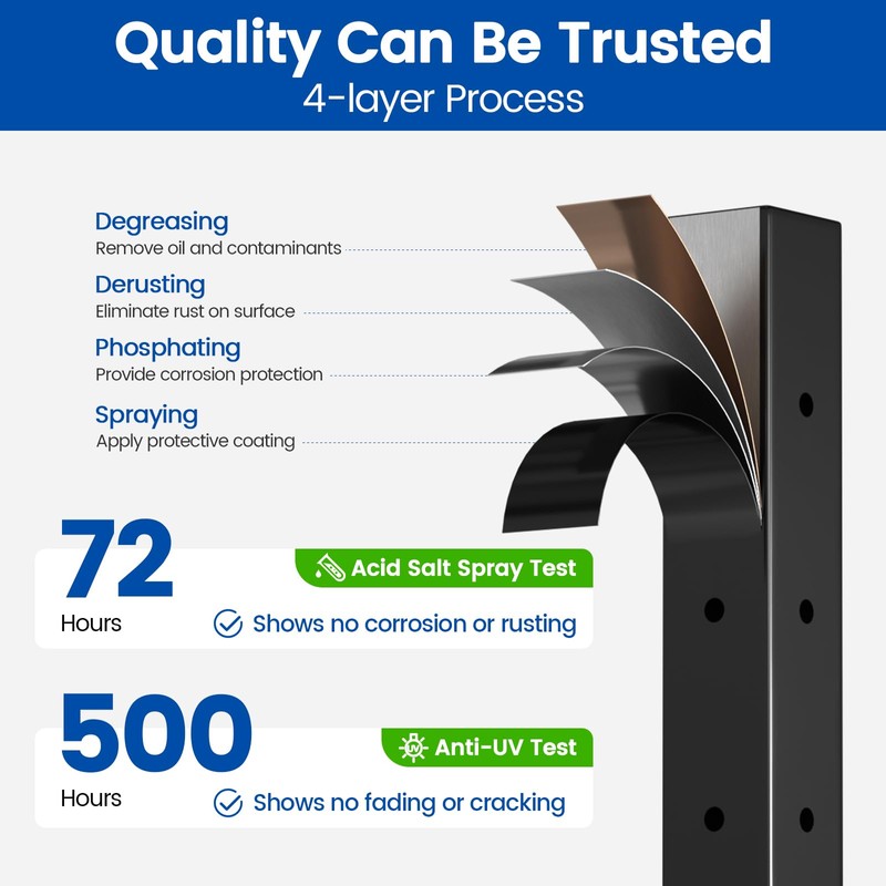 Muzata Black Corner Cable Railing Post 42 Inch 42"x2"x2" T-drilled