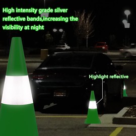 12 inch Traffic Safety Cones with Reflective Collars,[4 Pack]Green Construction Cones| Parking Cones|Road Cones for Parking lot, Driveway, Sport and Driving Training.