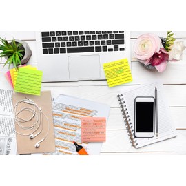 Evergreen Goods Pastell-Haftnotizen, liniert, Haftnotizen für To-Do-Listen & Revisionsbedarf, selbstklebende Notizblöcke für Büro, Schule, Meeting (18 Blöcke, Neon, 7,6 x 7,6 cm)