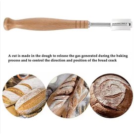 Premuim Sour Dough Starter Kit- Bread Whisk Set of 3 pieces, Bread Making Tools and Supplies, Dutch Whisk for Dough, With Dough Scraper Bread Cutter, Bread Lame Dough Scoring Tool, Blades