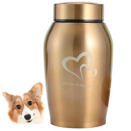 ZHYUAN Stainless Steel Pet Urn, Urns for Dogs and Cats, Pet Memorial Urn, Portable Pet Urn, Stainless Steel Animal Urn, Suitable for Dogs, Cats and Other Small Animals (Golden)
