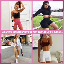 NEW YOUNG - Pantalones cortos de motociclista con bolsillos para mujer, cintura alta, control de abdomen, 5/8 para mujer, pantalones cortos de bicicleta para entrenamiento, yoga, atletismo
