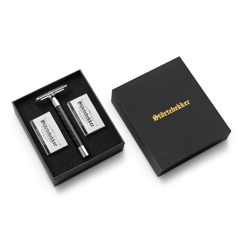 Störtebekker® Premium Safety Razor 'Solingen' Carbon – Includes Shaving Guide