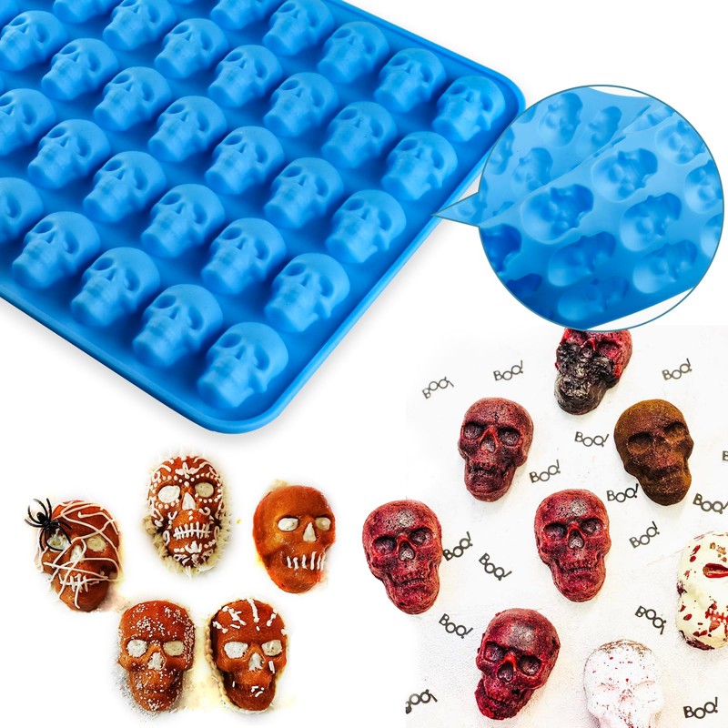 Sidosir 4Pcs Gummy Skull Candy Molds, Gummy Skull Molds, Non-stick