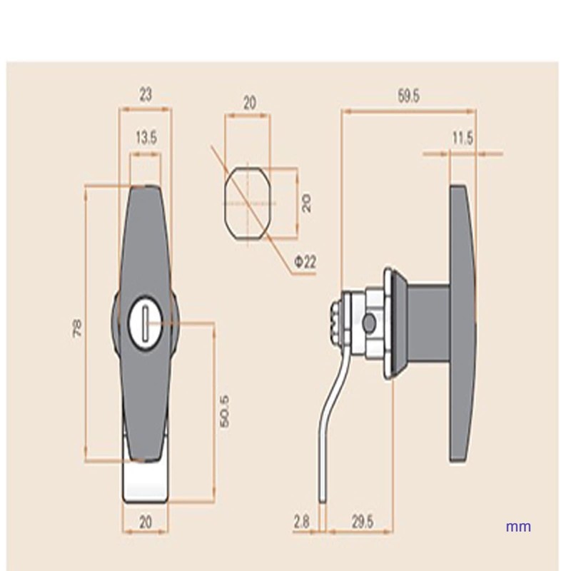 TOTMOX T Handle Lock for Shed with 2 Keys Truck