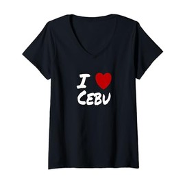 Womens I Heart (Love) Cebu Travel Vacation Tourism Philippines V-Neck T-Shirt