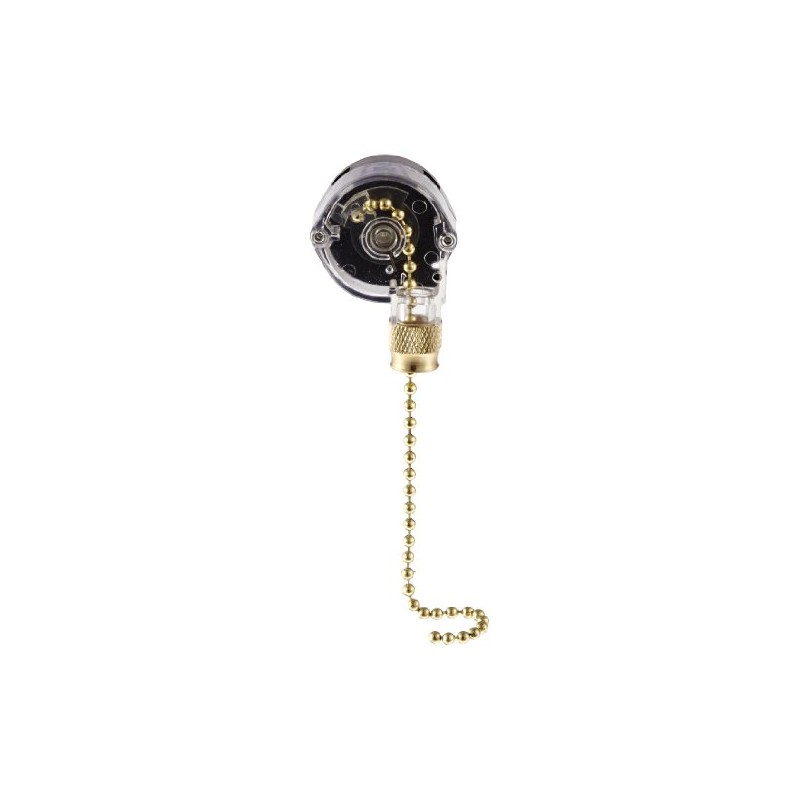 NSI 75111CQ Pull Chain Switch, Off-On-On-On Circuit Function, SP3T, Brass
