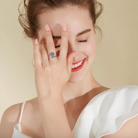 SHAOAN 925 Sterling Silver Tree of Life Spoon Rings Turquoise Cross Adjustable Open Rings Jewelry Gifts for Women