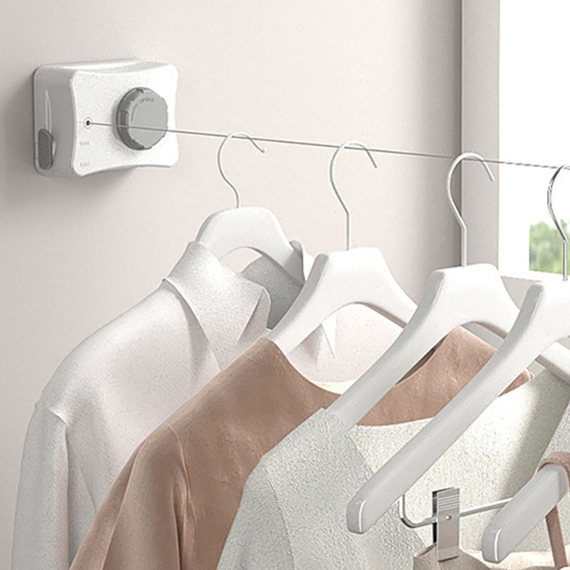 Retractable Clothesline Stainless Steel 4.2m Punch Free Good Load Bearing