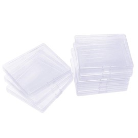 BENECREAT 18 Pack Rectangle Clear Plastic Bead Storage Containers Box Drawer Organizers with Lid for Beads Cards and Other Craft Accessories - 3.3x3x0.47 Inches