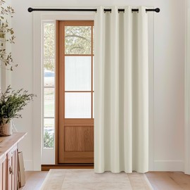 KGORGE Curtain Beige Opaque Door Curtain Cold Protection Living Room Curtains 180 cm Long Darkening Curtains Modern Eyelet Curtain Blackout Thermal Curtains 1 Piece H 180 x W 140 cm Light Beige