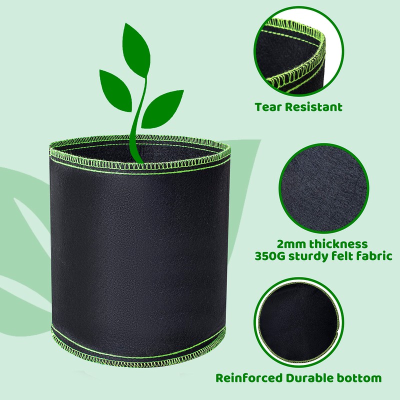 Growerz Round GrowPotz 11-Litre 5pcs High Strength Grow Bag