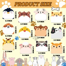 24 Packs Cartoon Sticky Notes Set 12 Designs Note Pads, 720 Sheets, Cute Cartoon Writing Memo Pads for Kids Students School Office Home Supplies, Small Gifts (Multi Animals)