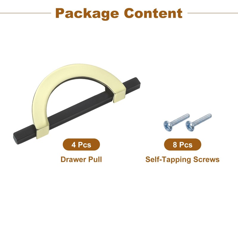 sourcing map 4 Pcs 3.78 Inch Kitchen Cabinet Handles, Half