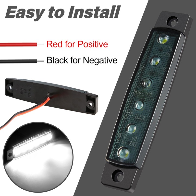 AOXLFU 10pcs White 12V 6LED Trailer Side Marker Indicator Lights