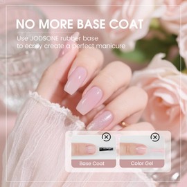 JODSONE Rubber Base Gel Set – 6 Colors 10ml Ivory White Pearl Pink Smoky Purple Color Base Coat Gel Polish with Light Builder Function, 3-in-1 Soak Off Gel for U V/LED Nail Art