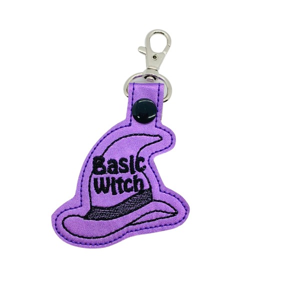 Basic Witch Keychain, Halloween Swivel Clip Key Fob, Purple Witches