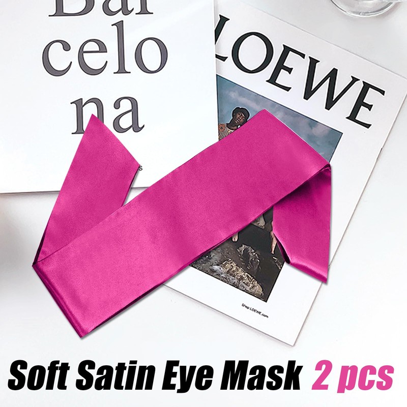 Eychei 2 Pcs Satin Eye Mask for Sleeping, Black and