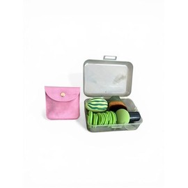 Set de 9 Esponjas de Maquillaje con Caja, Incluye 1 Cepillo, 1 Esponjas grande, 6 esponjas pequeñas, 1 esponja con mango + 1 set de aretes gratis. Col
