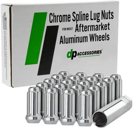 DPAccessories Lug Nuts Compatible with 2014-2021 Land Rover Range Rover | Chrome Spline Style | Aftermarket Aluminum Wheels Only | Set of 20 Wheel Nuts & 1 Tool | DLARAN04A-CH/1