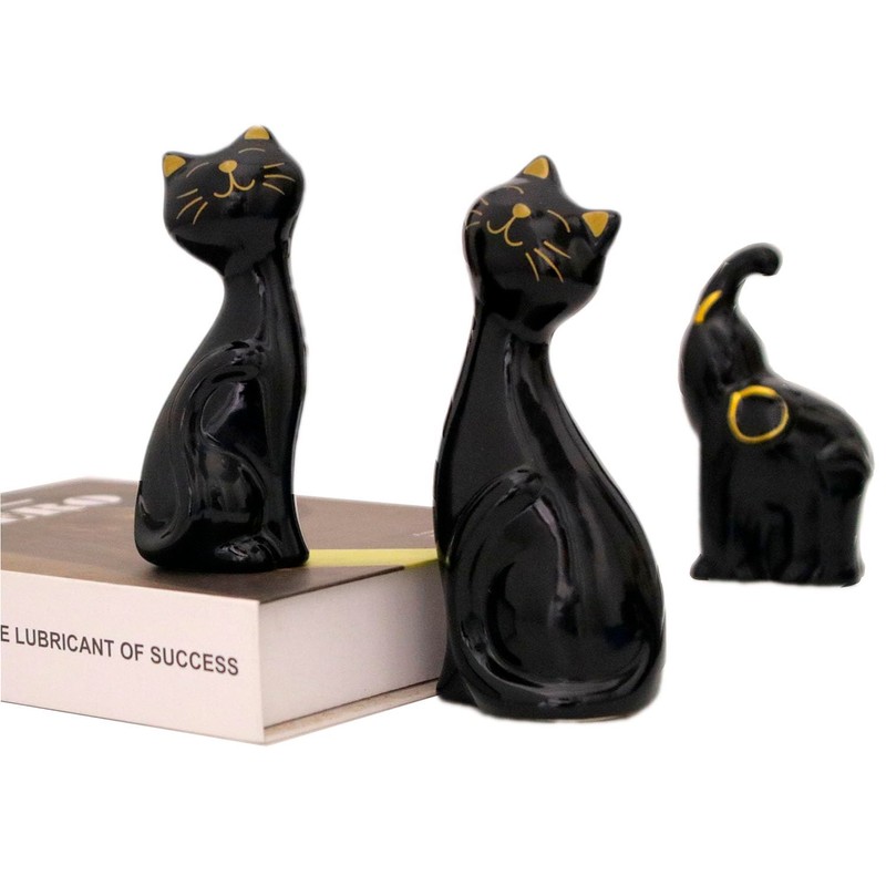 Wisifayardin 2pcs Black Cat Figurines and Statues for Home Decor