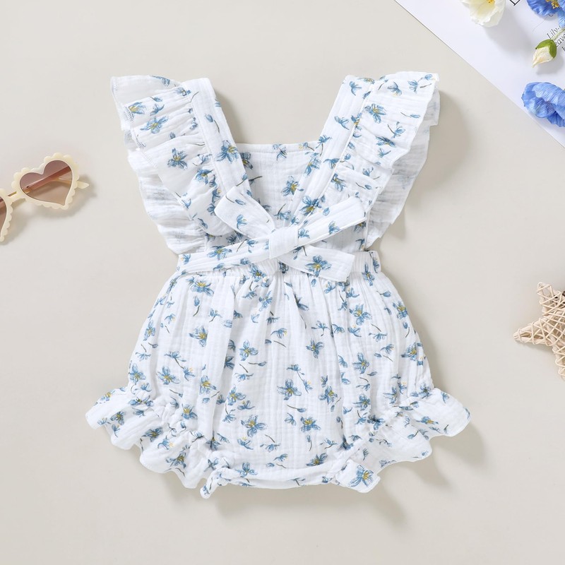 YOUNGER TREE Toddler Baby Girl Ruffled Sleeveless Romper Casual Summer