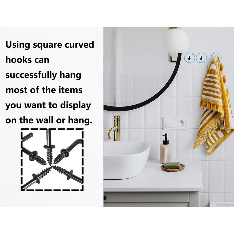 Lhbwhiz Pack of 50 Screw Hooks, Mini L-Shaped Hooks for
