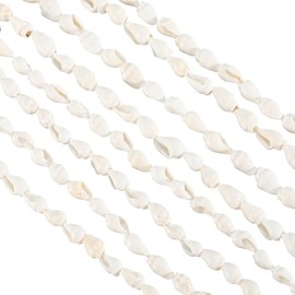 PONABEADIY 1 Box 2 Strands White Natural Sea Shell Beads with Holes Spiral Conch Seashells Summer Beach Hawaii Ocean Boho Spacer Charms Bead for Jewelry Making Bracelets Necklaces DIY Craft Supplies