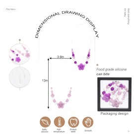 Jissoo 2Pcs Purple Flower Nursing Necklaces - Breastfeeding Silicone Jewelry,Fiddle Sensory Silicone Necklaces,Calming Newborn Emotions Necklace,New Mama Nursing Rose Necklace