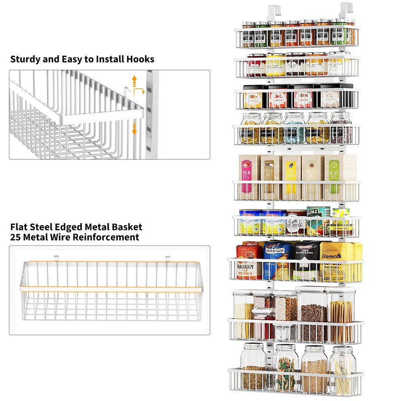 Moforoco 9-Tier White Over The Door Pantry Organizer, Pantry Organization