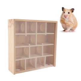 Wooden Hamster Tunnel Maze, Interactive Hamster Hideout Tube Hamster Maze Hideout Pet Tunnel Exploration Toy with Cover for Small Pets Drill Holes and Explore