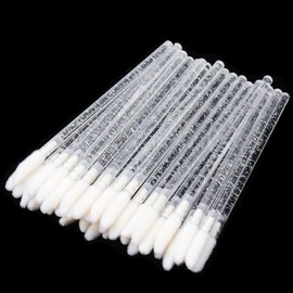 myaokue-up 300 Pinceles De Labios Desechables, Varillas De Brillo De Labios, Aplicador De Lápiz Labial, Herramienta De Maquillaje, Mango De Cristal Blanco