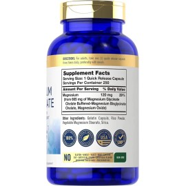 Bisglicinato De Magnesio 665 Mg 250 Capsulas Huesos Musculos Sabor Sin sabor