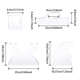 4 Pcs Charcuterie Board Handle Template, Acrylic Router Templates for Woodworking，5mm Thick Large Cutting Board Template Angled Curvy Stencils Guide Tool for Kitchen Xmas Gift (Elk Style)