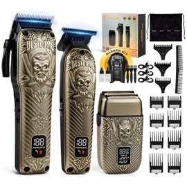 BESTBOMG® Hair Clippers for Men, Professional Hair Clippers, Beard Trimmer& Rechargeable Shaver Set, Metal T-Blade, LED Display, Barber Hair Cutting Kit for Men Grooming & Gifts, BS-807E (Bronze)