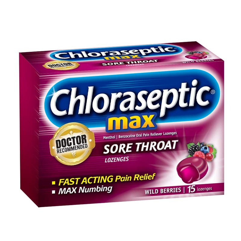 Chloraseptic Sore Throat Lozenges, Max Strength Wild Berries, 15 ct