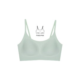 Ubras Women's Upgraded Wirefree Comfort Seamless Adjustable Skinny Strap Bralette Bra with Fixed Pad Nude M