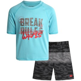 Big Chill - Juego de 2 protectores contra erupciones para niños, protección solar UPF 50+ y traje de baño (4-14), Ondas grises, 4