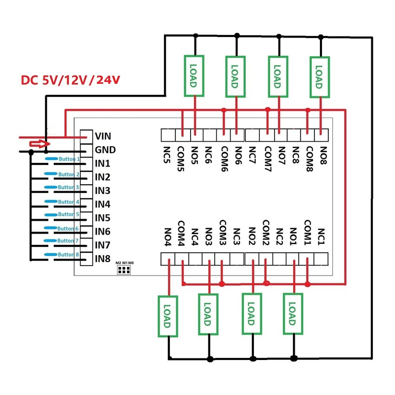 Remote Control Module 8 Channels 433.92MHz Multifunctional 100m Fixed Encoding