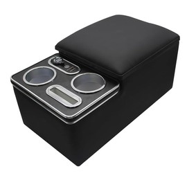 RASNAUTO Car Center Console, Universal Rear Bench Seat Consoles, Central Armrest Box Back Seat Storage Box with Cup Holder, Supports Wireless Charging for Mobile Phones Black