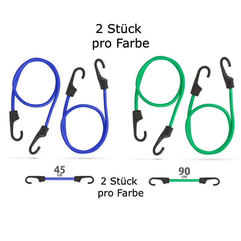 EKNA 4 Rubber Tensioners with Hooks, Luggage Tensioner Set for
